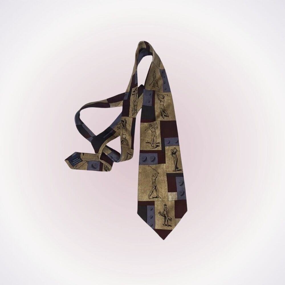 Larson Vintage Golfer Necktie in Maroon and Tan | Sz OS